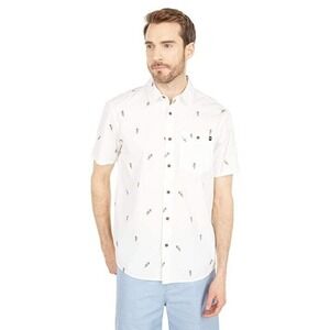 Hurley Mens‎ Short Sleeve Button Up Shirt White Hula Dancer Print, Size M, NWT
